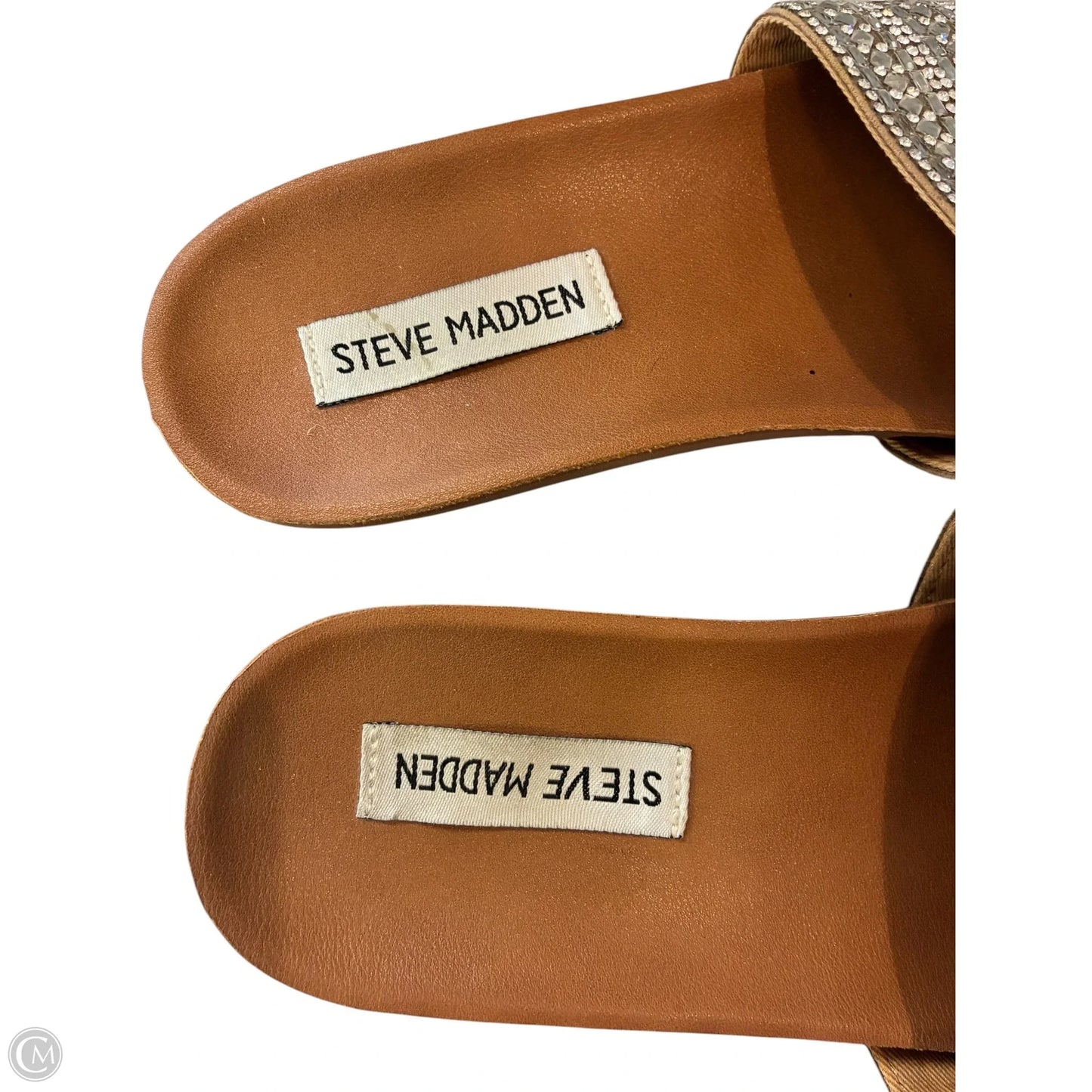 Sandals Flip Flops By Steve Madden In Brown & Silver, Size: 5.5