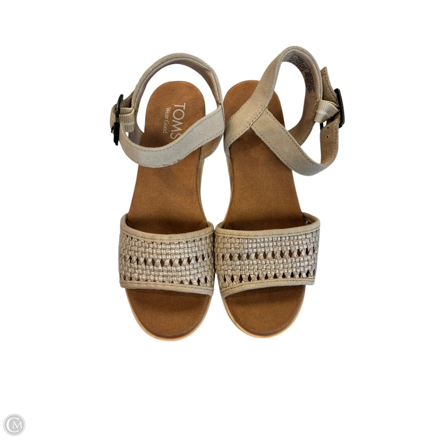 Sandals Heels Wedge By Toms In Tan & White, Size: 6.5