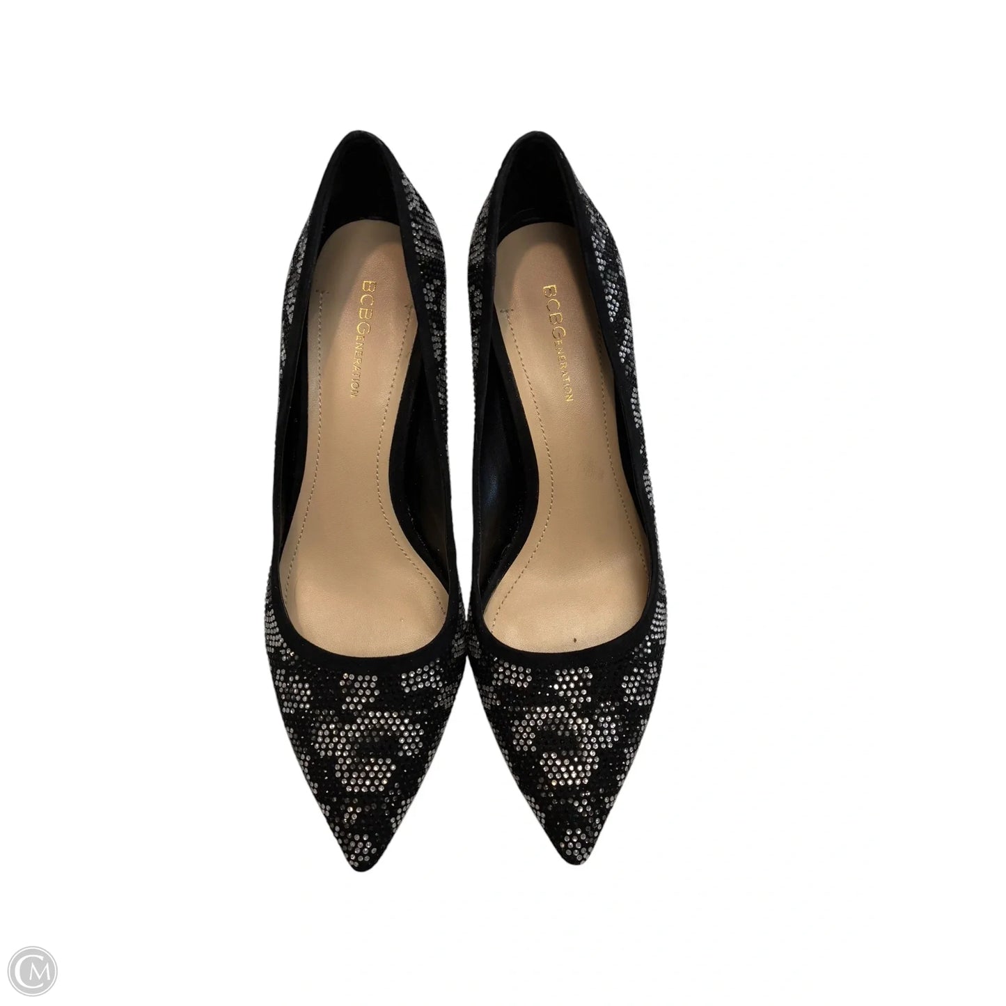Shoes Heels Stiletto By Bcbgeneration In Black & Silver, Size: 10