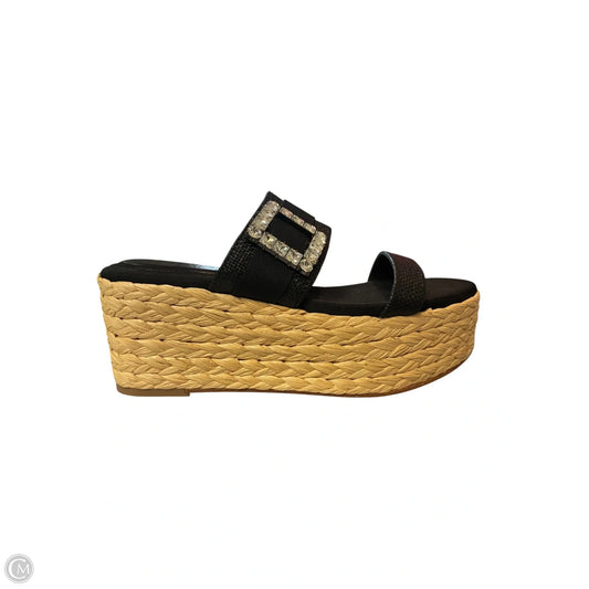 Sandals Heels Wedge By Clothes Mentor In Black & Tan, Size: 8