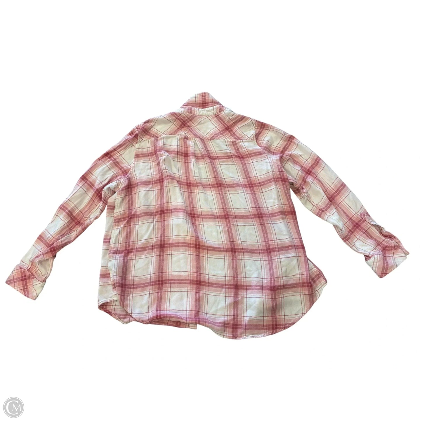 Top Long Sleeve By Well Worn In Pink & White, Size: L