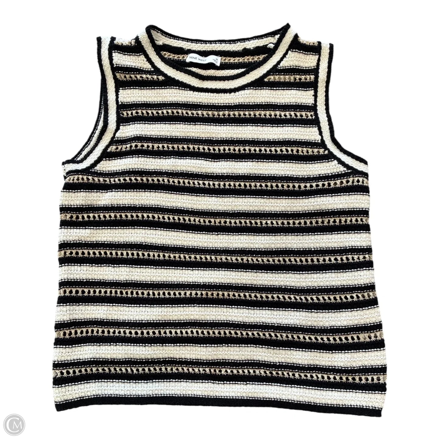 Top Sleeveless By Nine West In Tan & White, Size: M