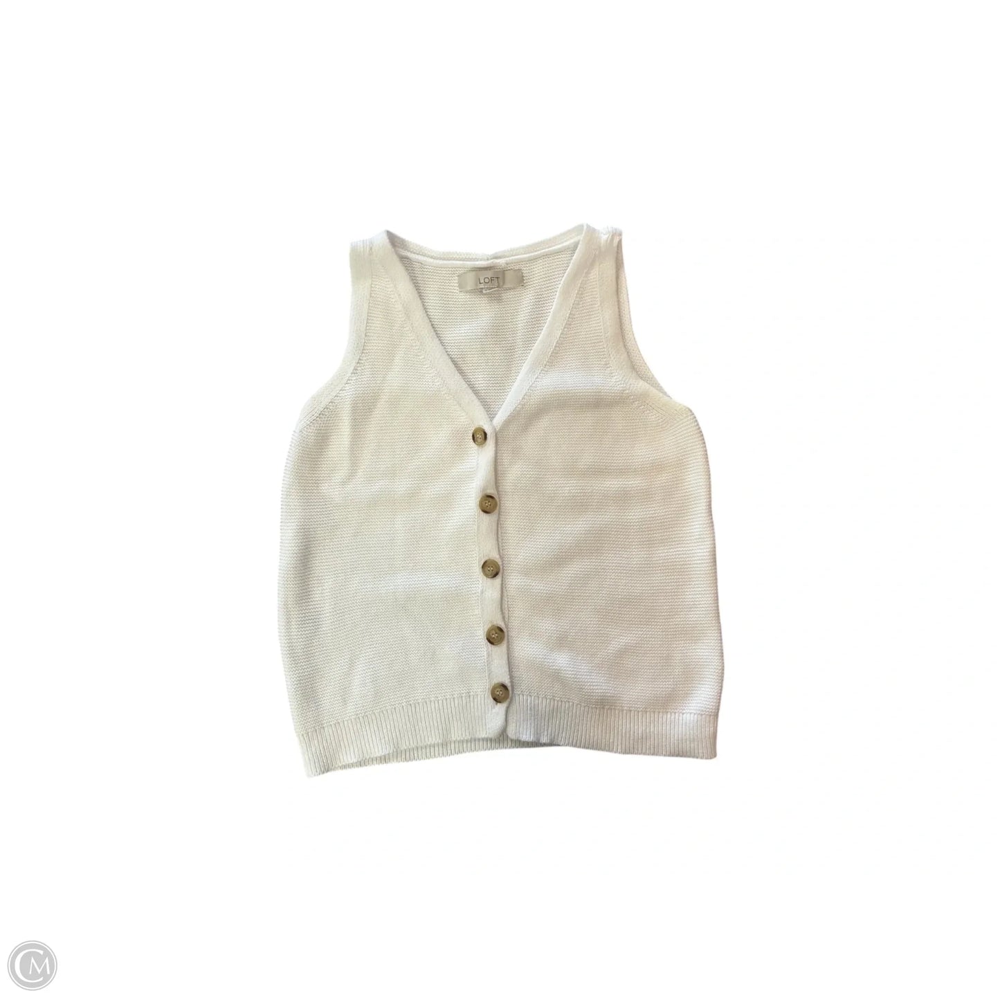 Vest Sweater By Loft In White, Size: S