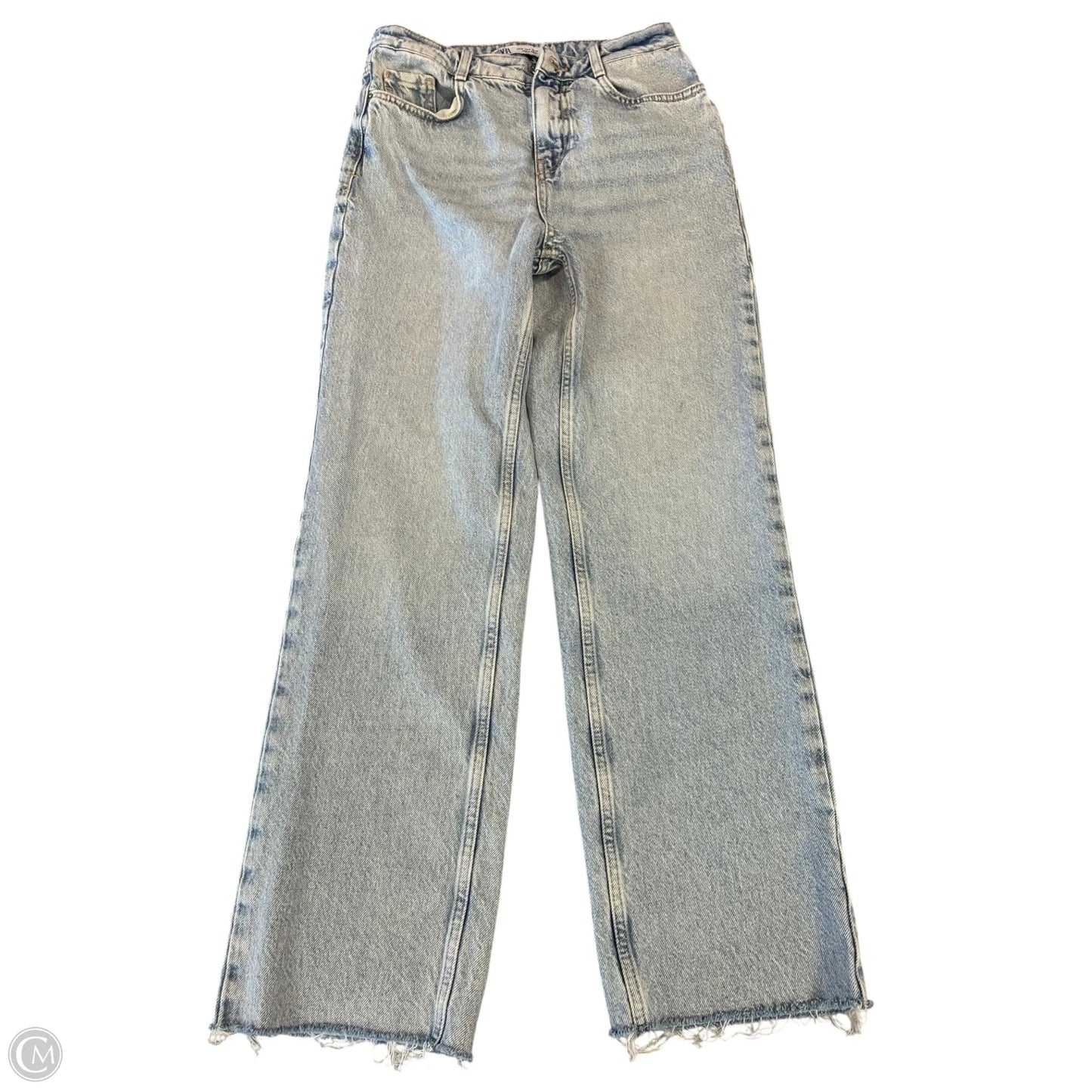 Jeans Straight By Zara In Blue Denim, Size: 4