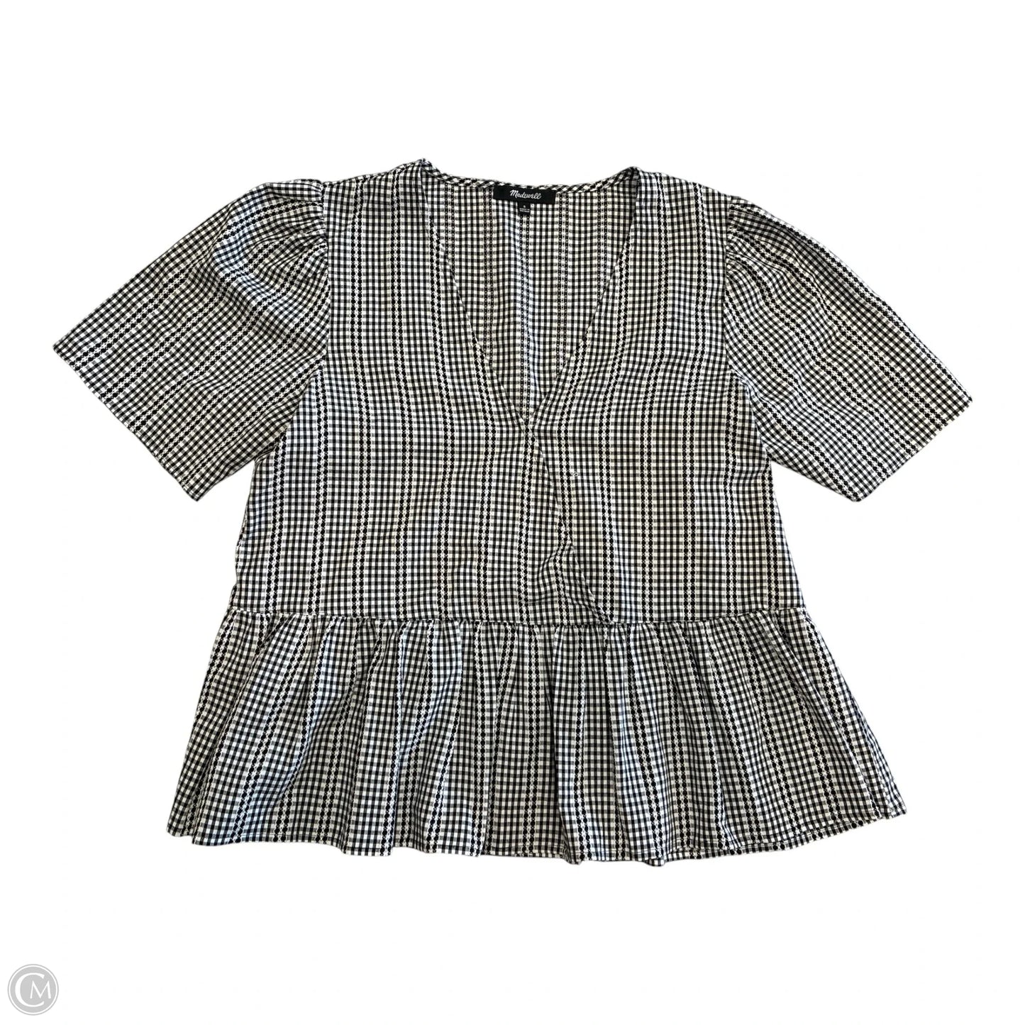Top Short Sleeve By Madewell In Black & White, Size: S