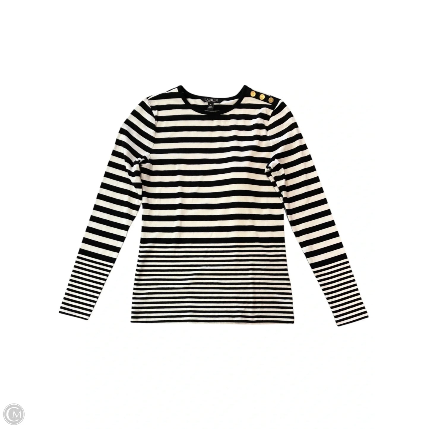 Top Long Sleeve By Lauren By Ralph Lauren In Striped Pattern, Size: M