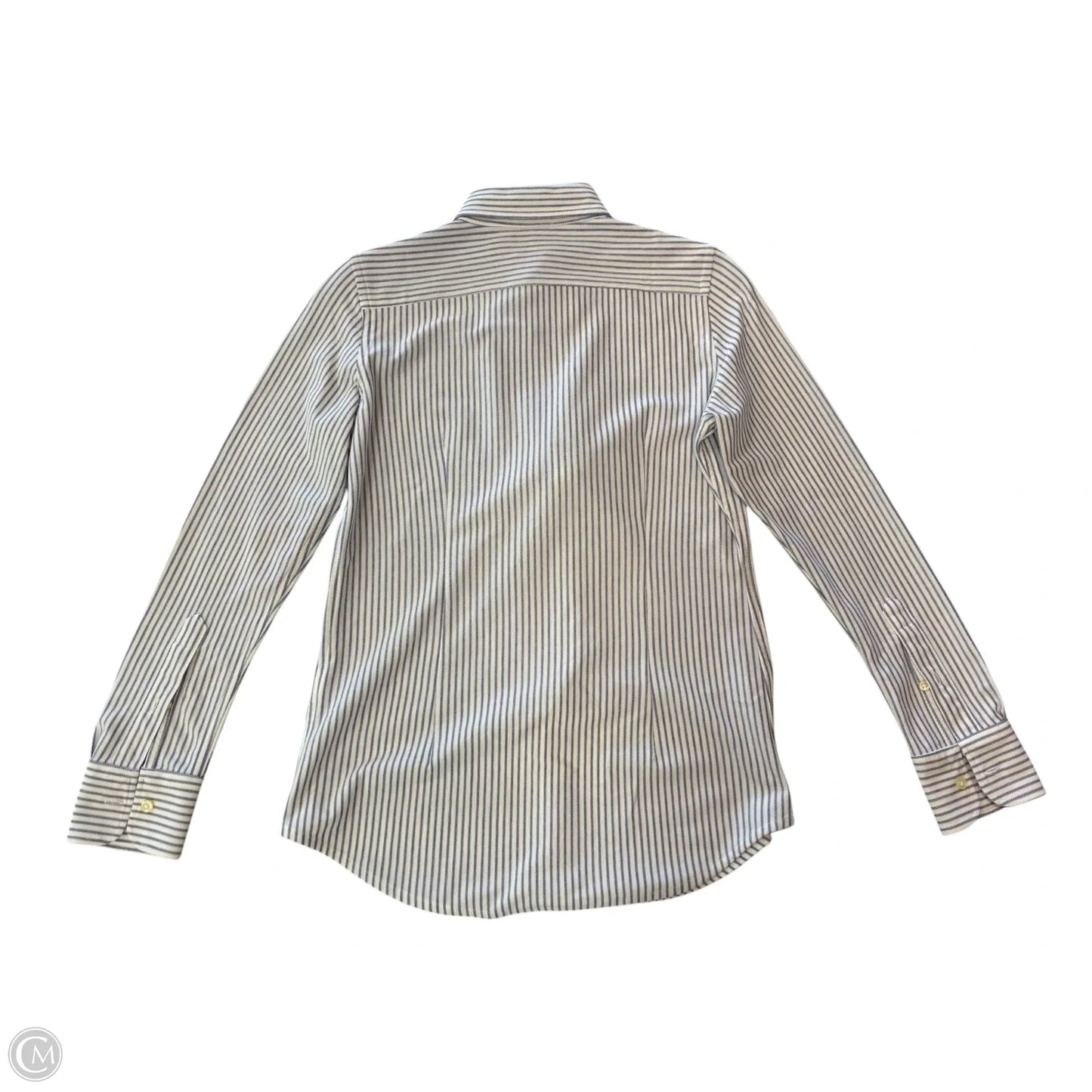 Top Long Sleeve By Ralph Lauren In Blue & White, Size: M
