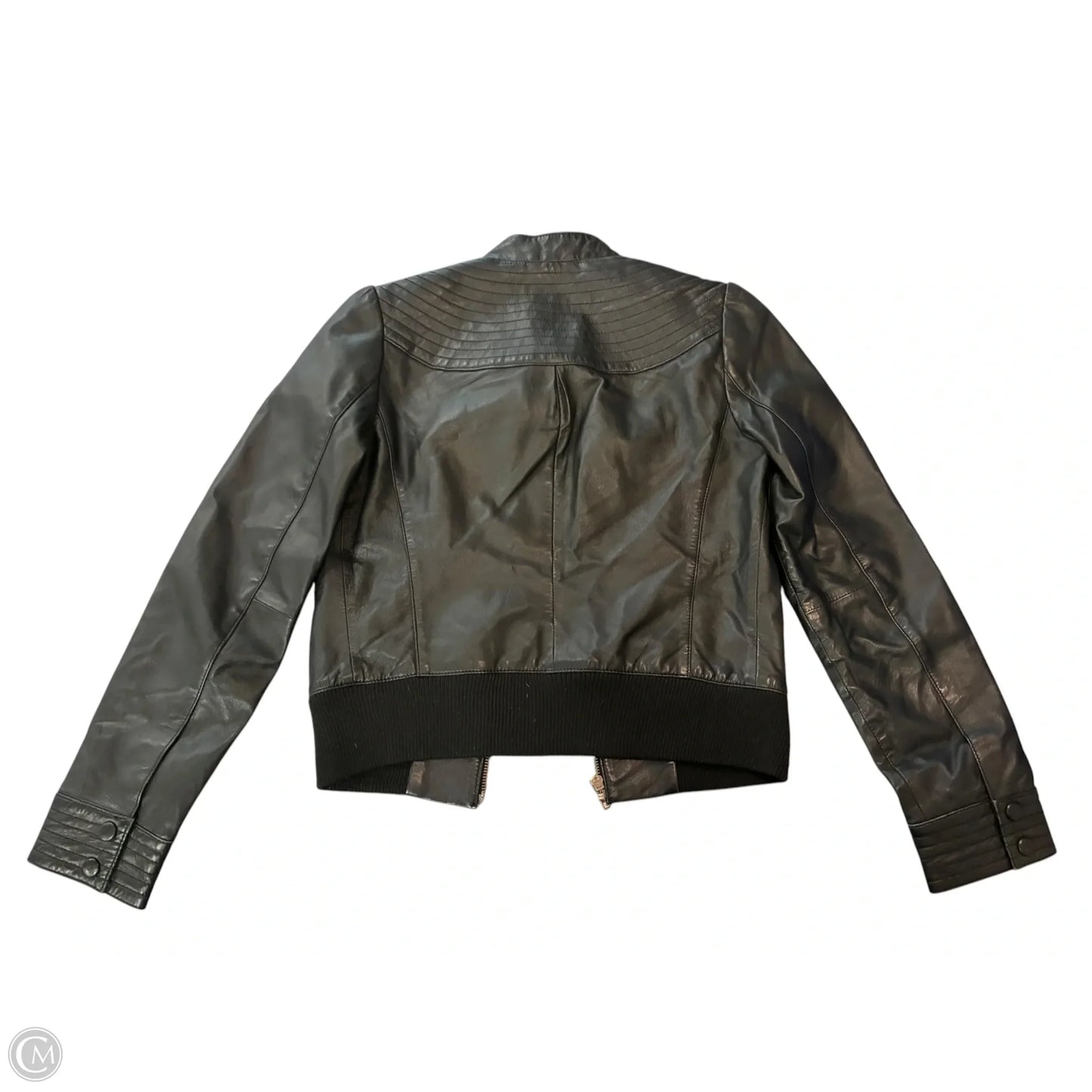 Jacket Moto Leather By Halogen In Black, Size: S