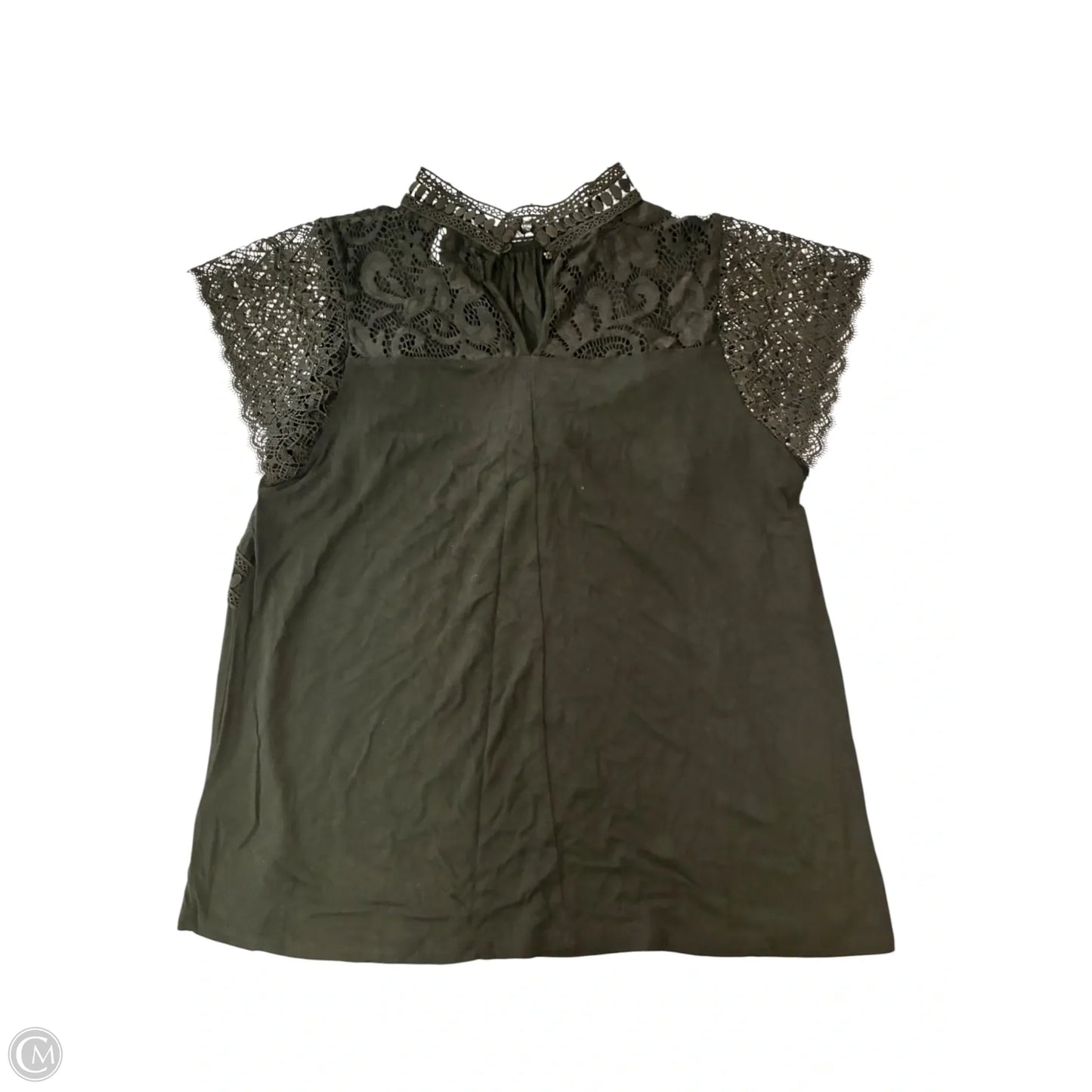 Blouse Short Sleeve By Cable And Gauge In Black, Size: M