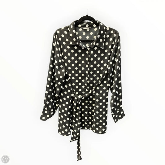 Blouse Long Sleeve By Cmf In Polkadot Pattern, Size: L