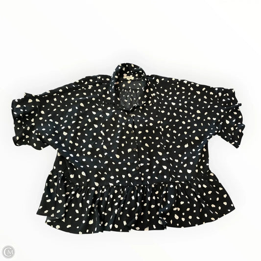 Blouse Short Sleeve By Umgee In Polkadot Pattern, Size: L