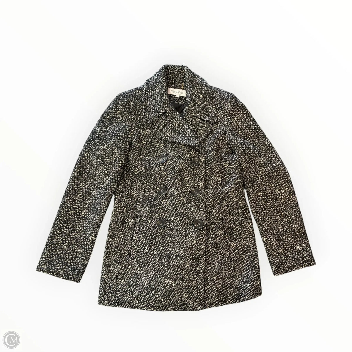 Coat Wool By Calvin Klein In Black & White, Size: S