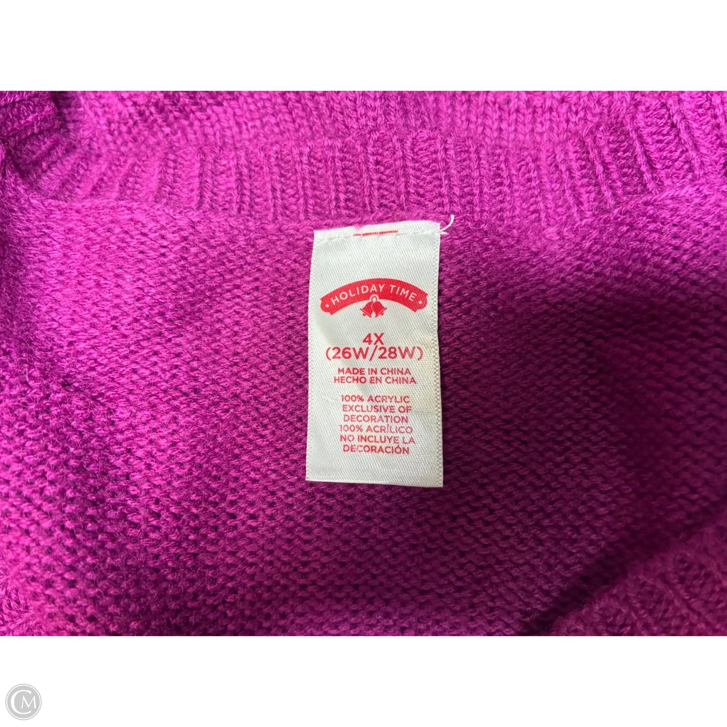 Sweater By Holiday Time In Pink & White, Size: 4x