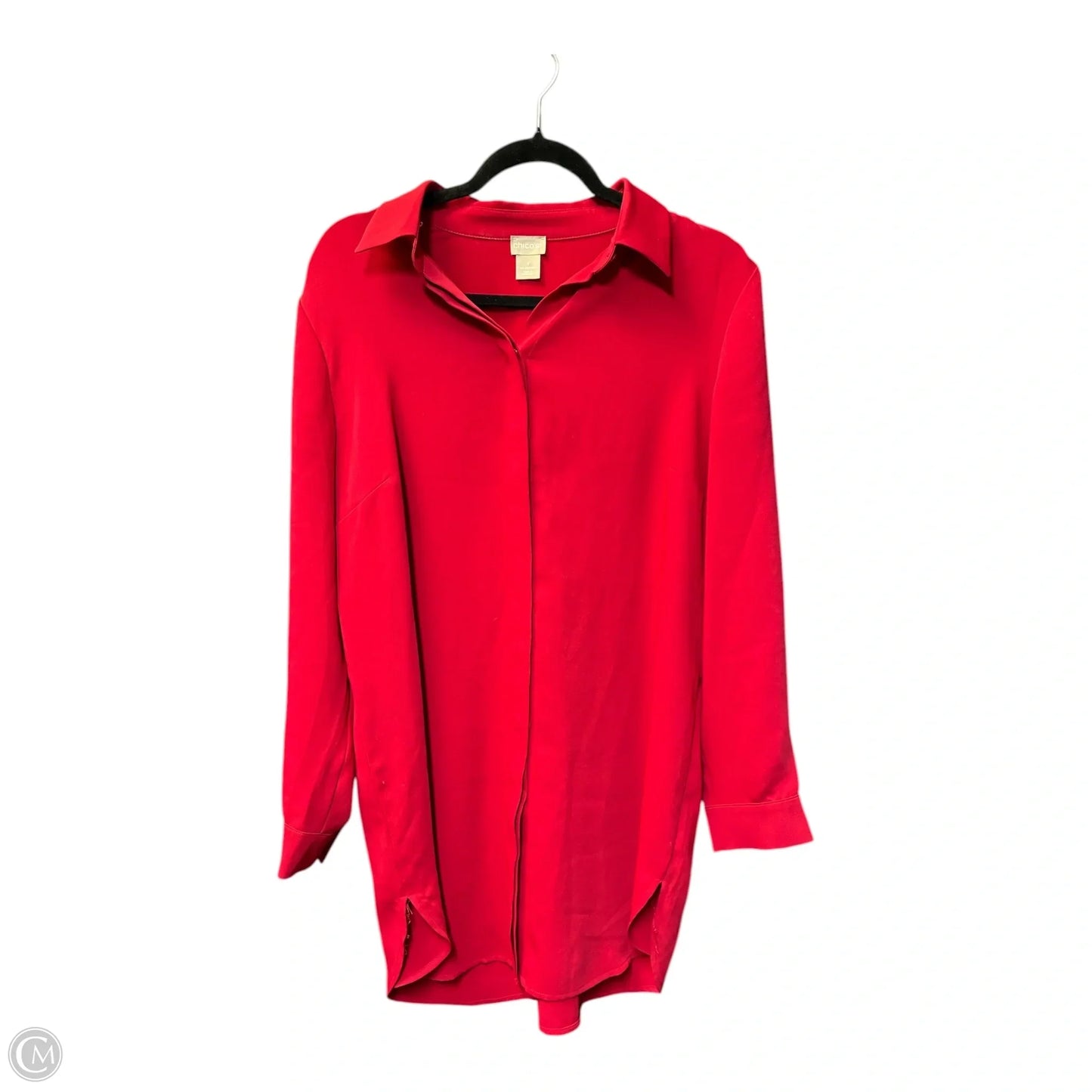 Blouse Long Sleeve By Chicos In Red, Size: M