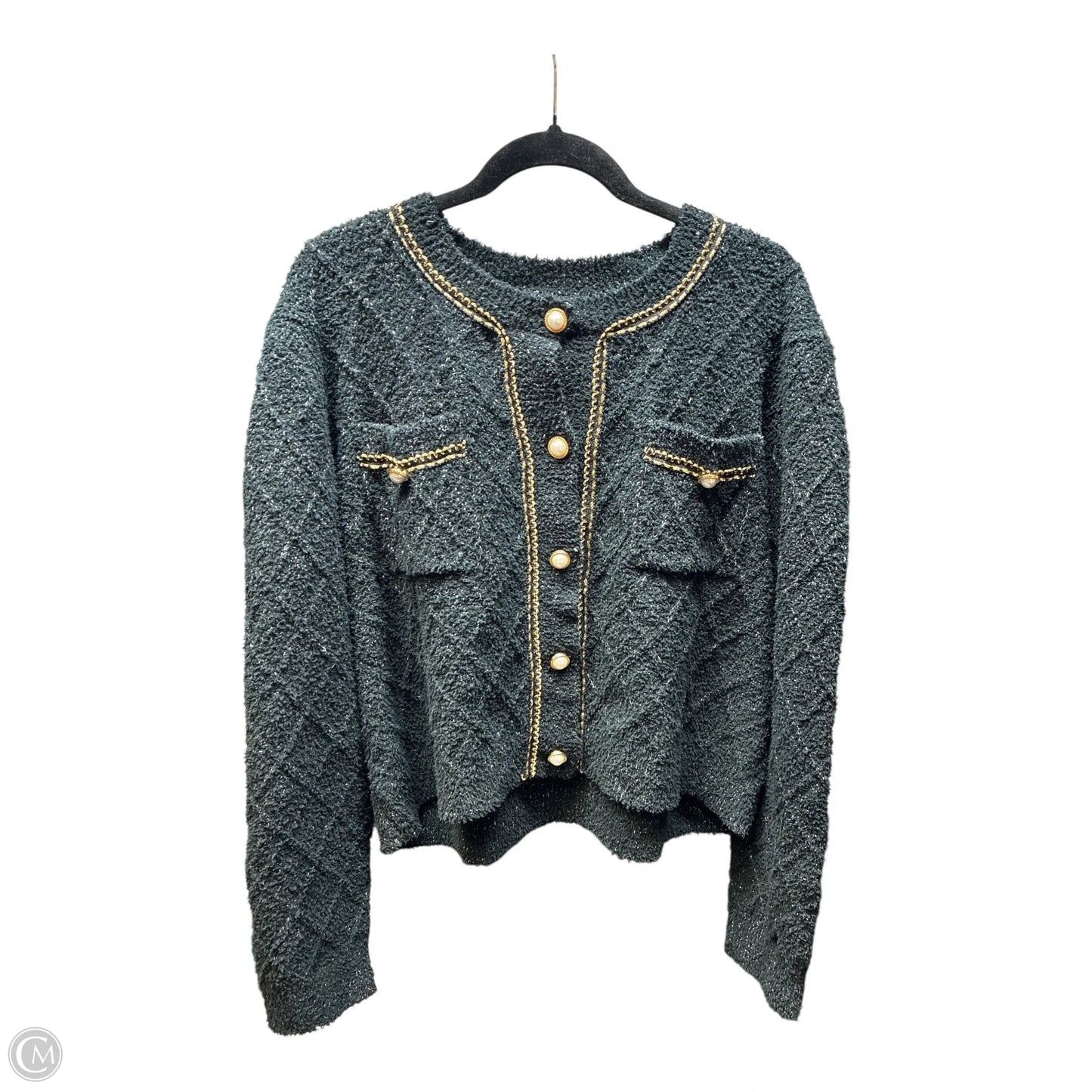 Sweater Cardigan By Clothes Mentor In Black & Gold, Size: Xl