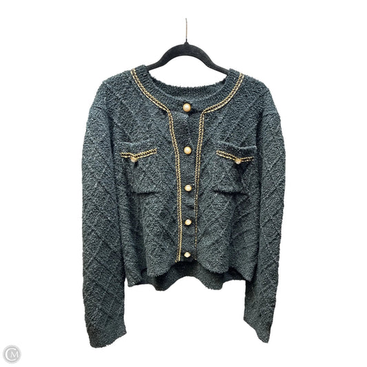 Sweater Cardigan By Clothes Mentor In Black & Gold, Size: Xl