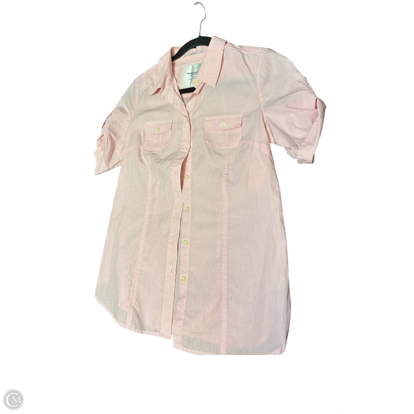Blouse Short Sleeve By American Eagle In Pink, Size: M
