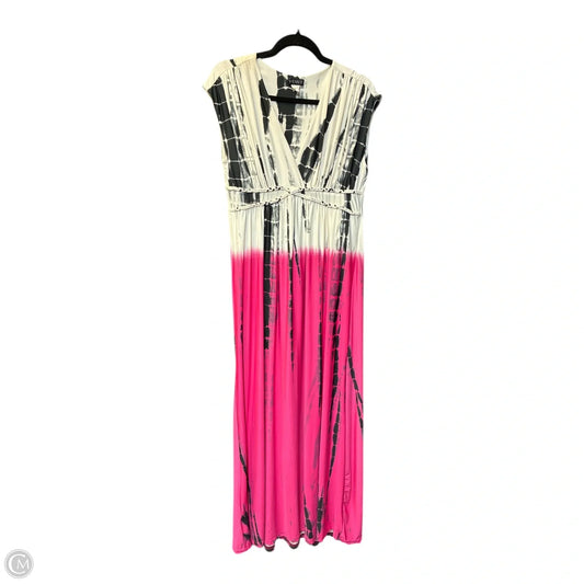 Dress Casual Maxi By Venus In Pink & White, Size: L