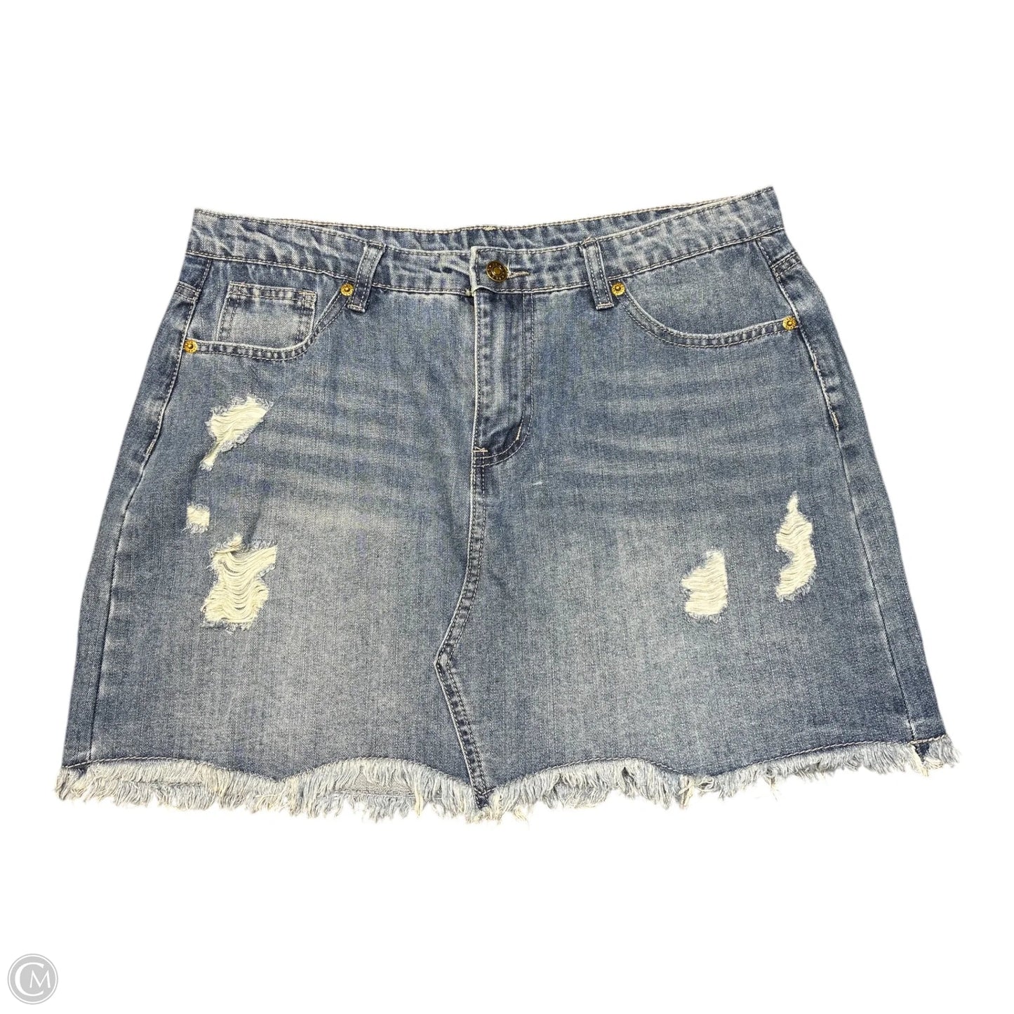 Skirt Mini & Short By Cmf In Blue Denim, Size: Xl