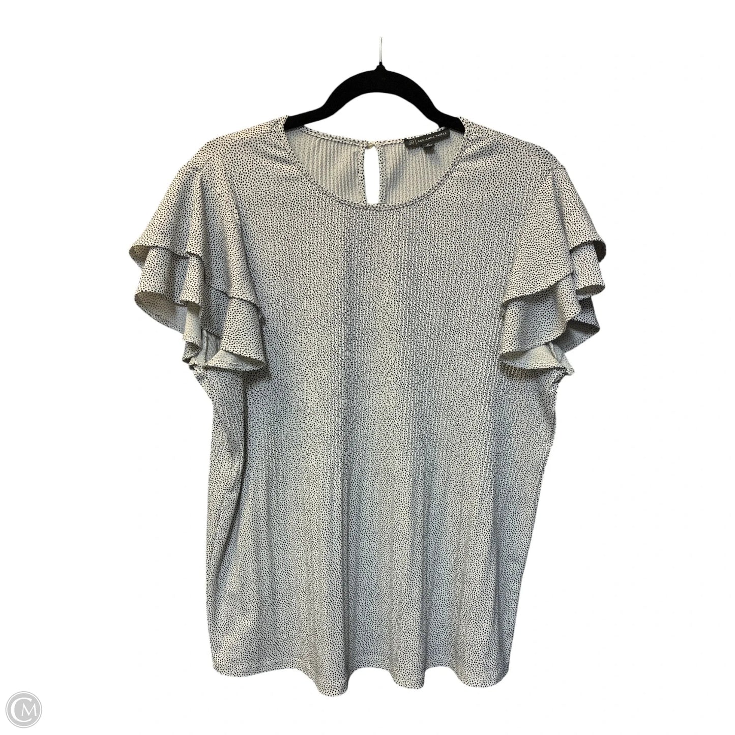 Blouse Short Sleeve By Adrianna Papell In Black & White, Size: M