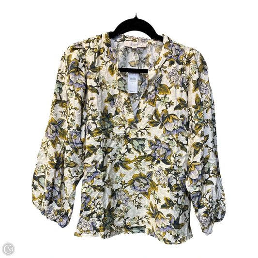 Blouse Long Sleeve By Loft In Floral Print, Size: S