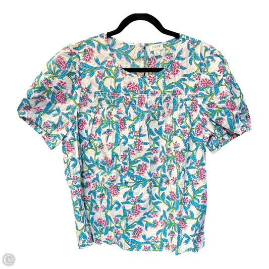 Blouse Short Sleeve By J. Crew In Floral Print, Size: L