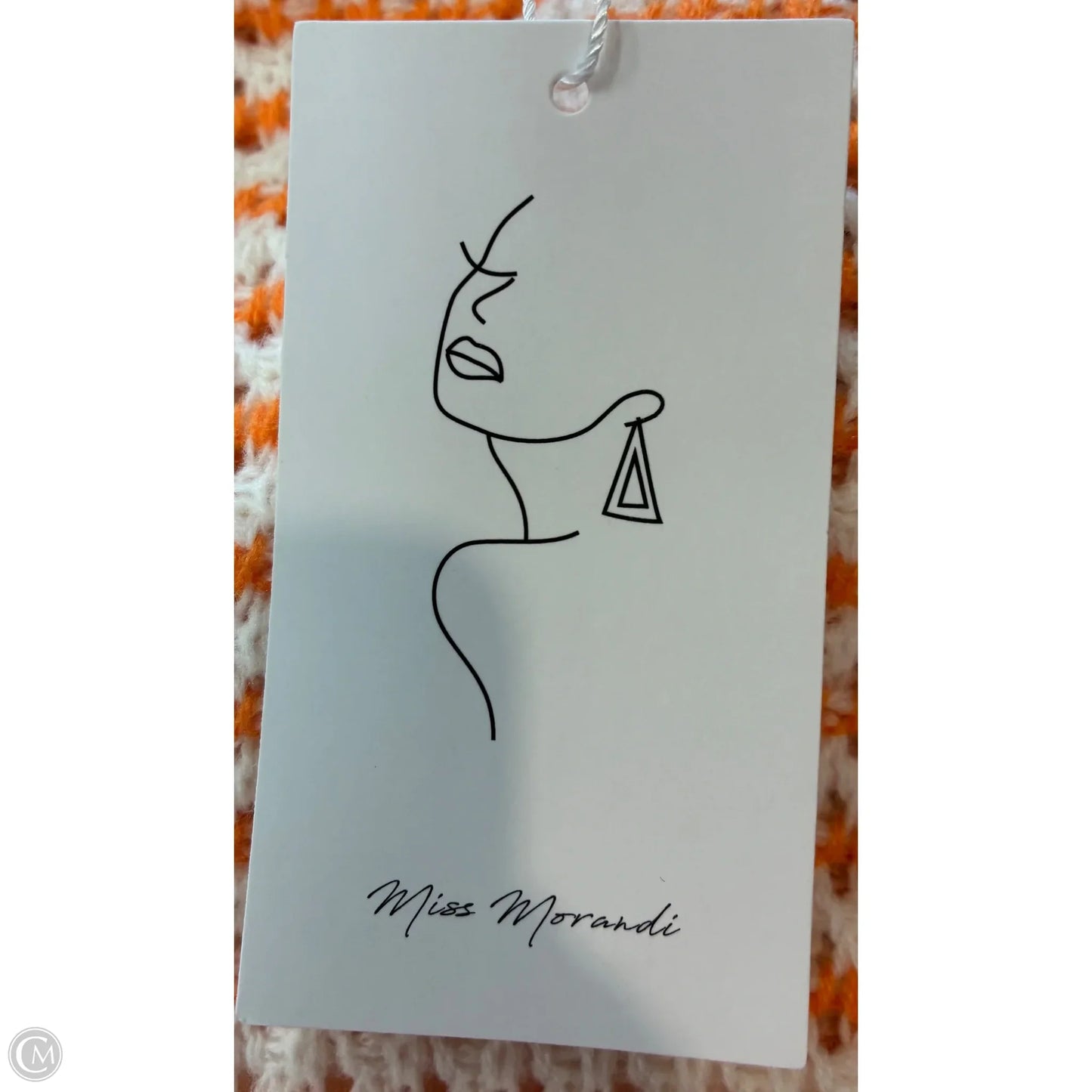 Sweater Short Sleeve By Cmf In Cream & Orange, Size: M