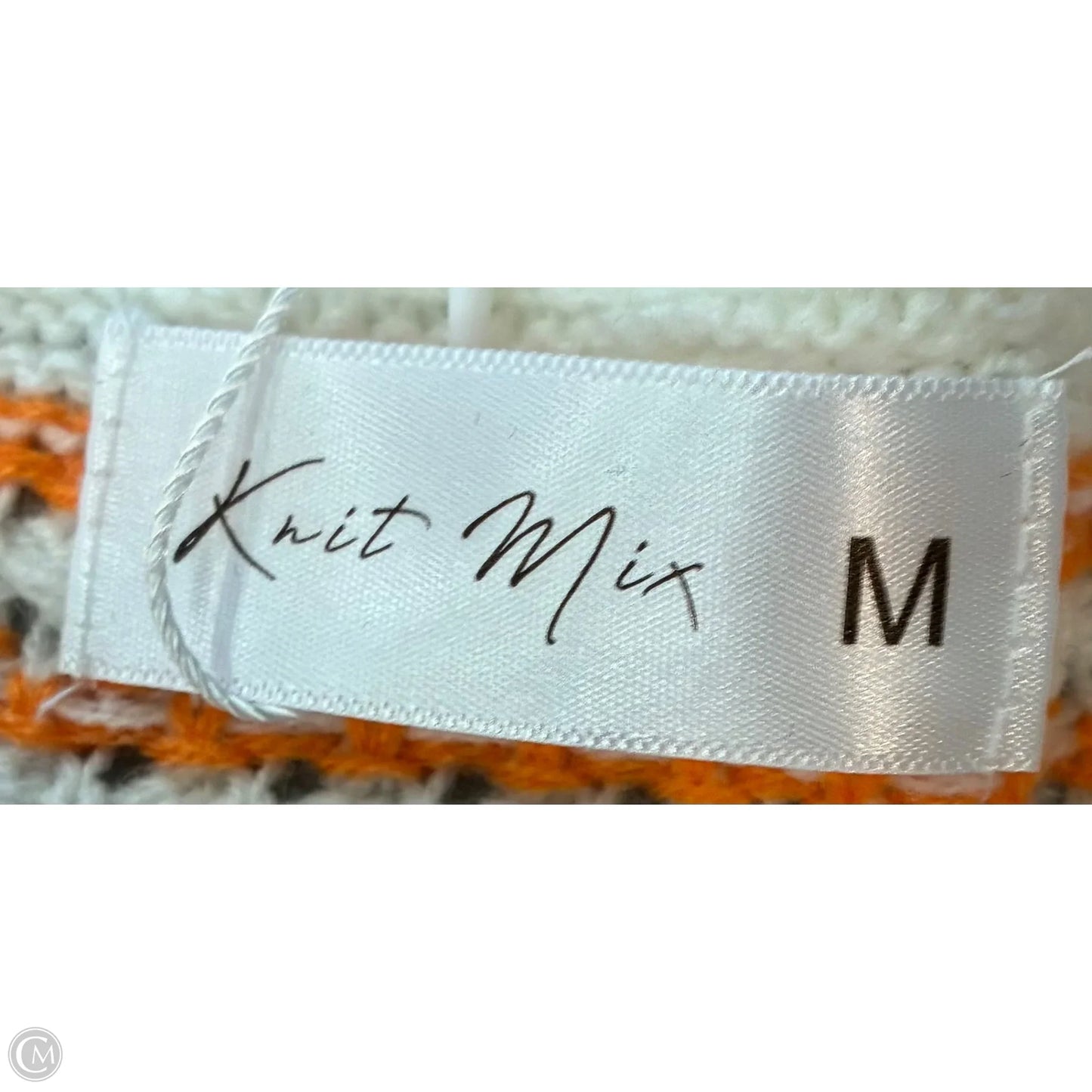 Sweater Short Sleeve By Cmf In Cream & Orange, Size: M