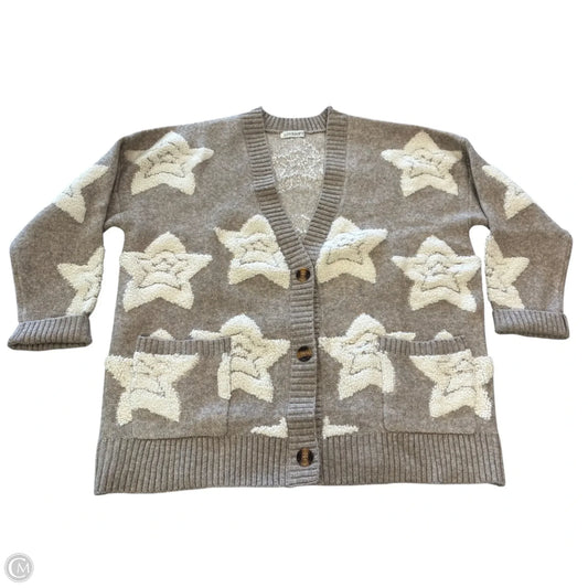 Sweater Cardigan By Clothes Mentor In Brown & Cream, Size: L