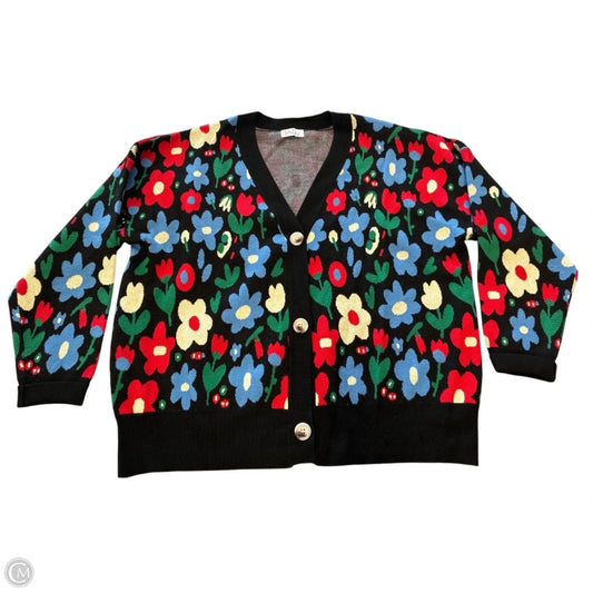 Sweater Cardigan By Clothes Mentor In Floral Print, Size: Xl
