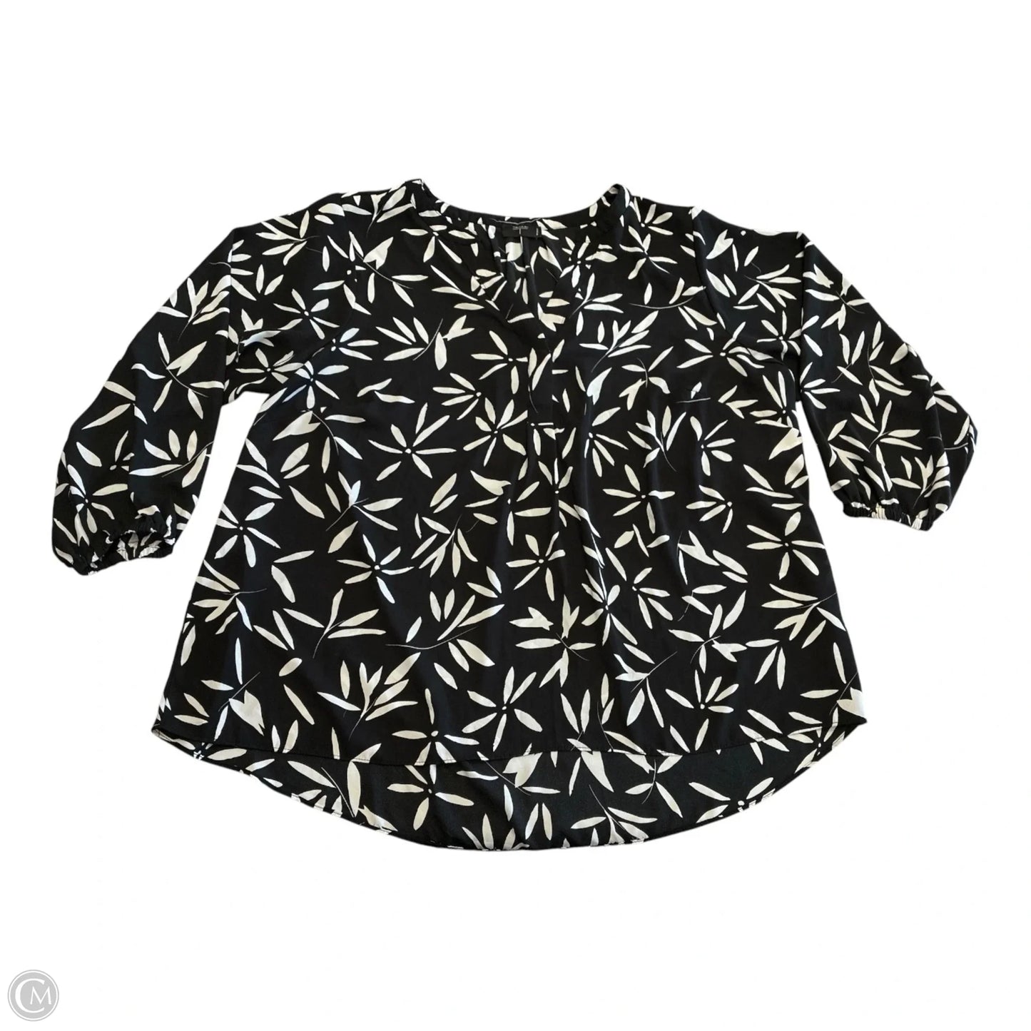Blouse Long Sleeve By Tahari In Black & White, Size: 1x