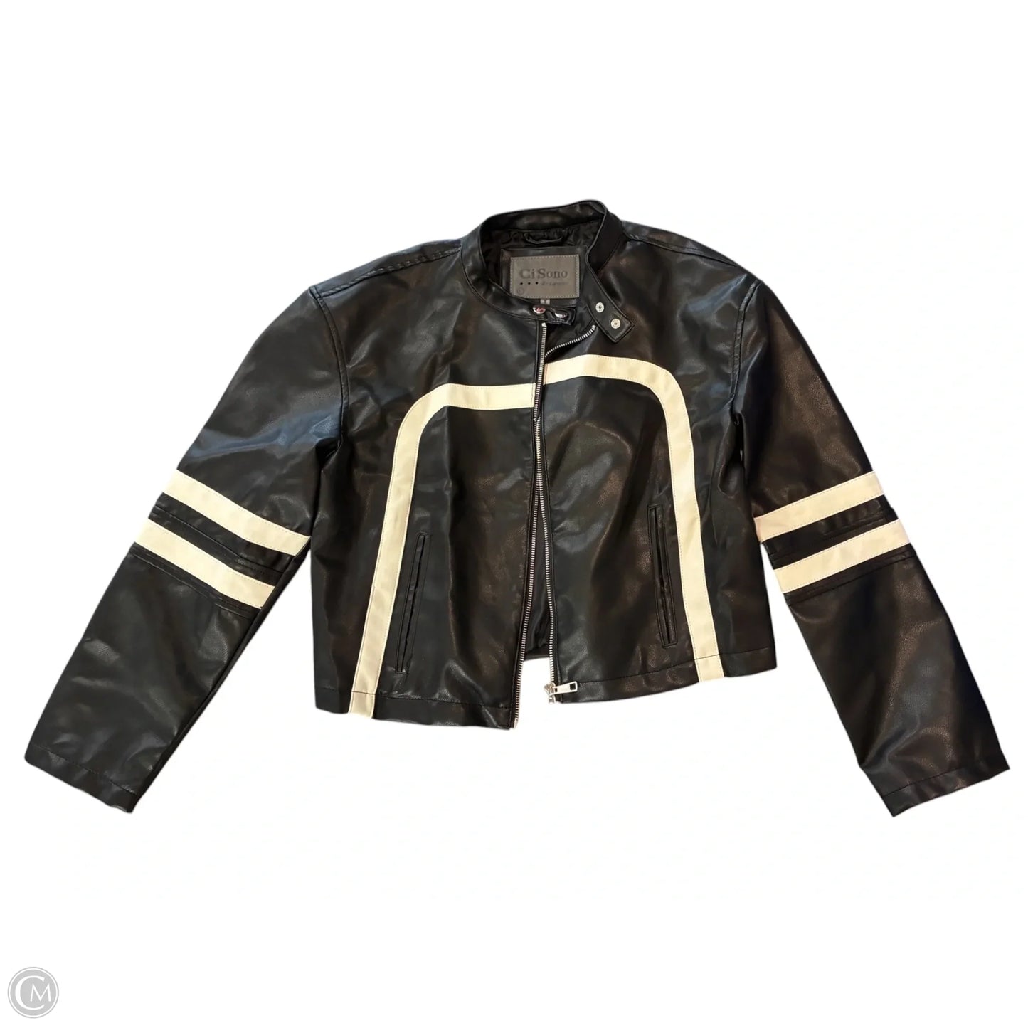 Jacket Moto By Ci Sono In Black & White, Size: L