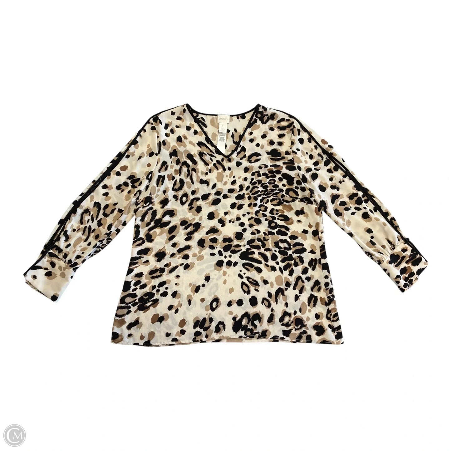 Blouse Long Sleeve By Chicos In Animal Print, Size: M