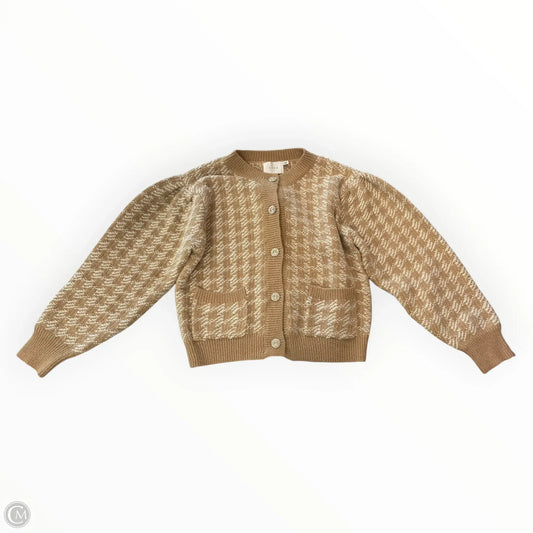 Sweater Cardigan By Lush In Tan & White, Size: M