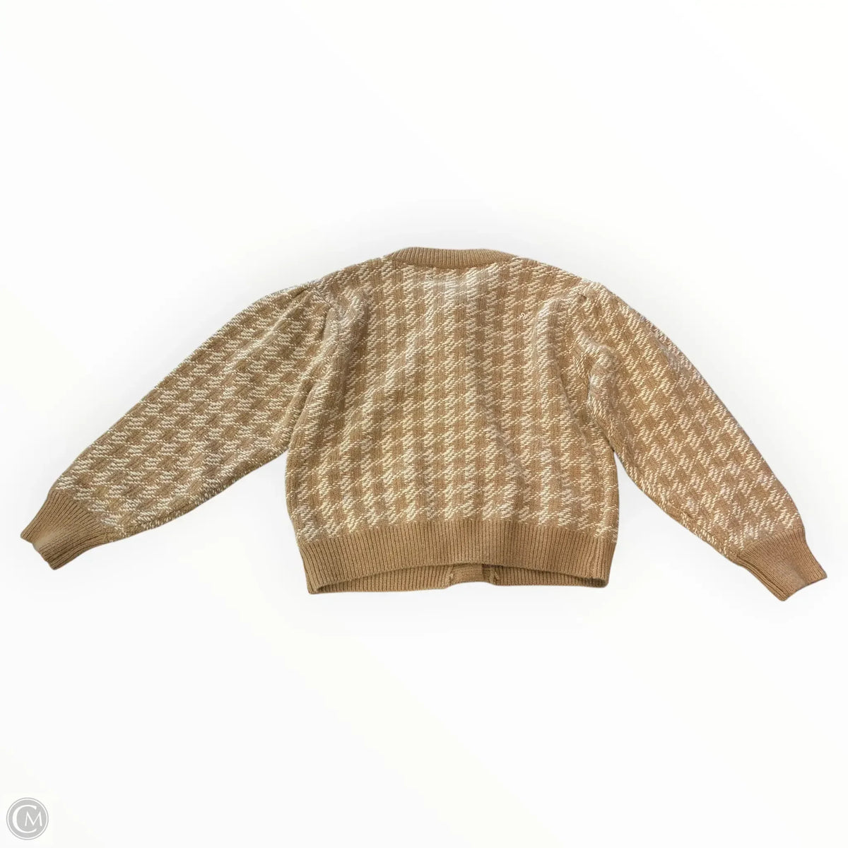Sweater Cardigan By Lush In Tan & White, Size: M
