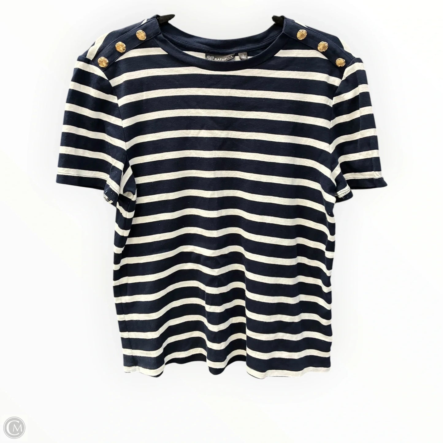 Top Short Sleeve By Rafaella In Striped Pattern, Size: L