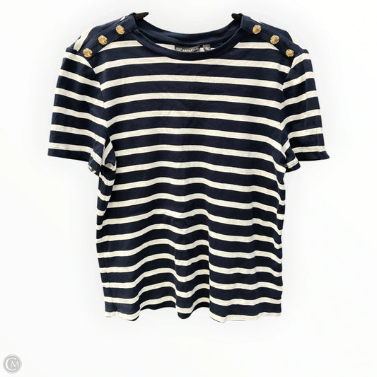 Top Short Sleeve By Rafaella In Striped Pattern, Size: L