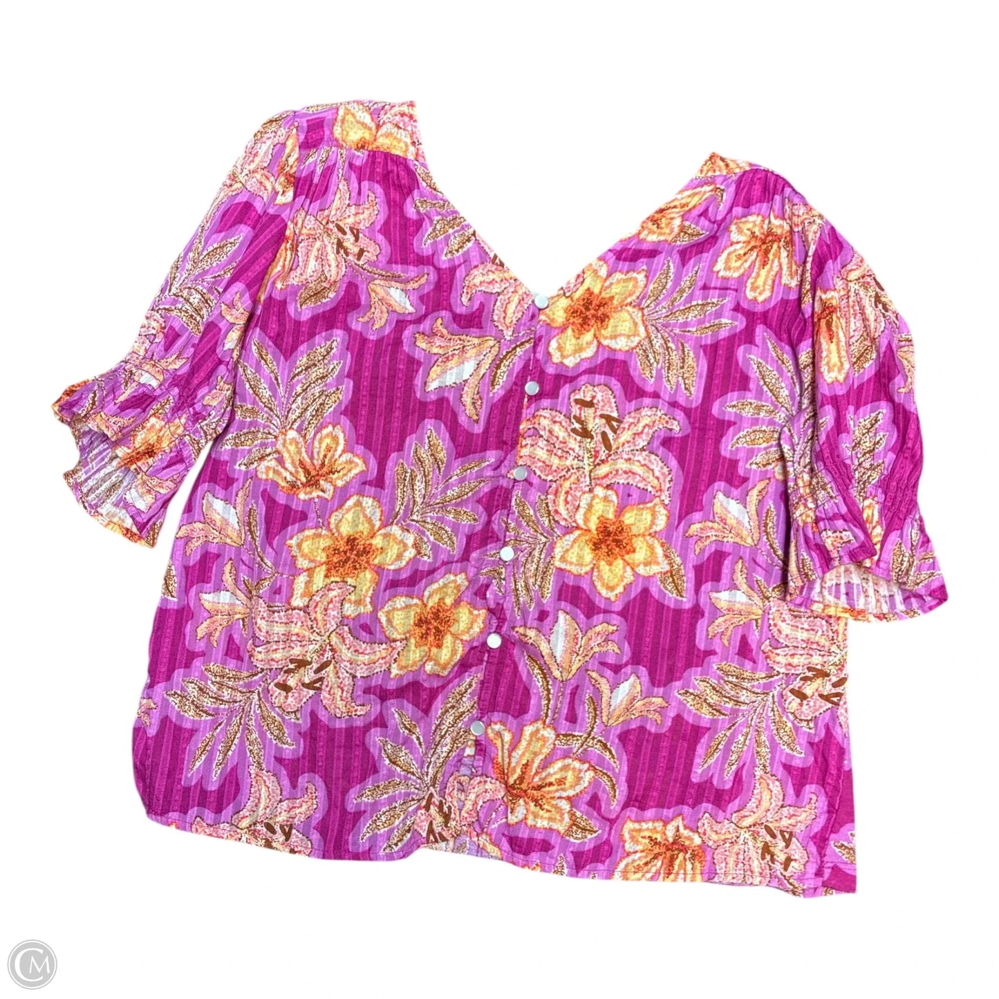 Blouse Short Sleeve By Loft In Pink, Size: Xs