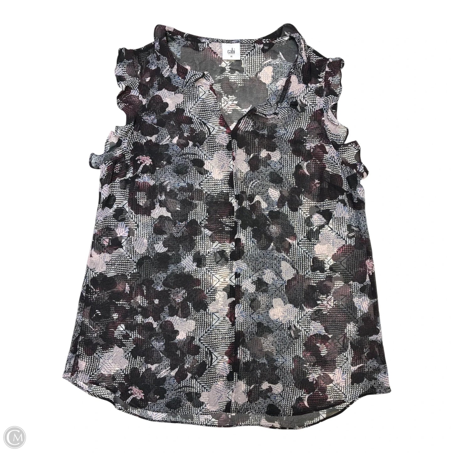 Blouse Sleeveless By Cabi In Black & Pink, Size: M