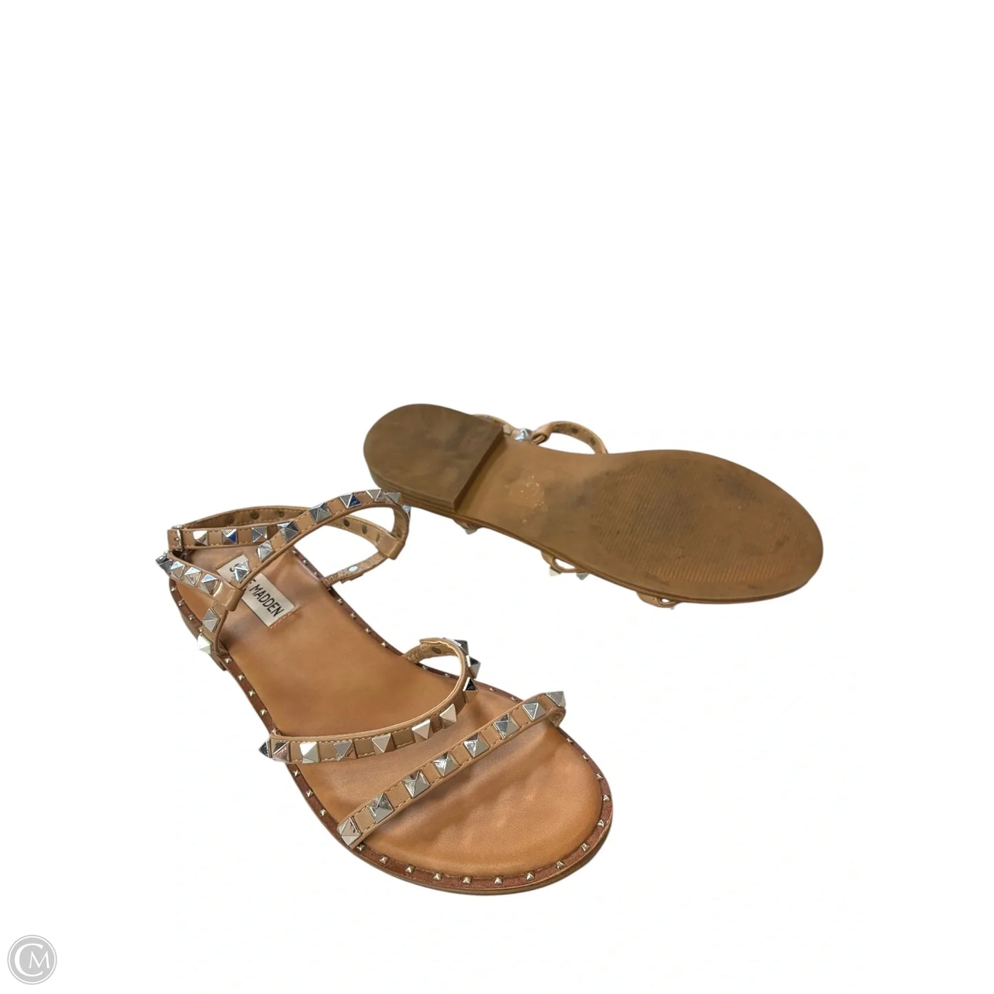 Sandals Flats By Steve Madden In Brown & Silver, Size: 9