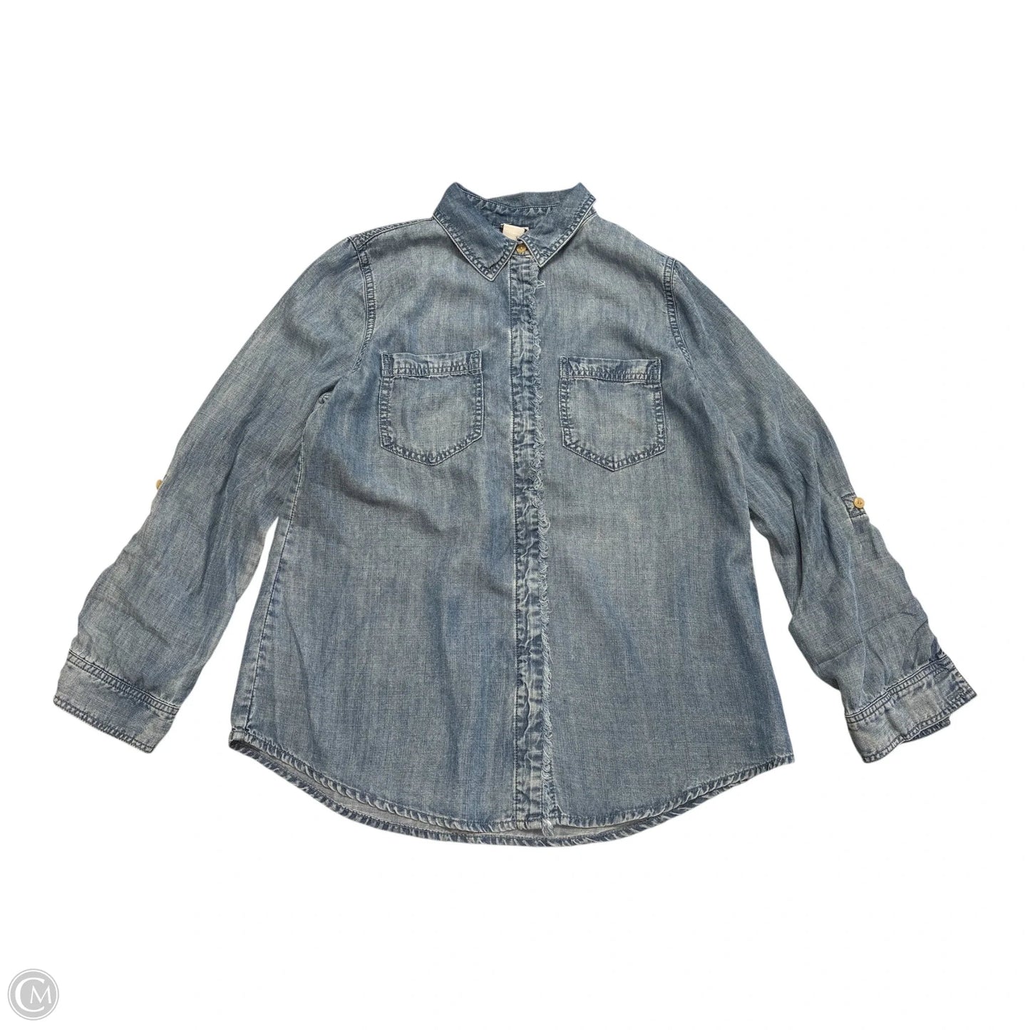 Top Long Sleeve By Chicos In Blue Denim, Size: M