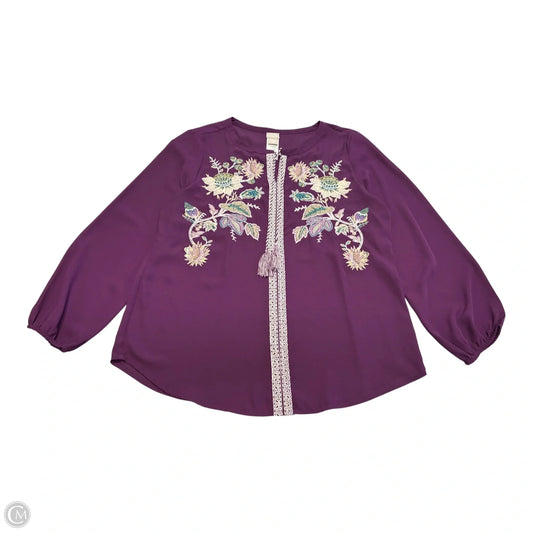 Blouse Long Sleeve By Chicos In Rainbow Print, Size: L