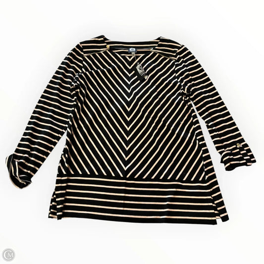 Top Long Sleeve By Anne Klein In Black & Cream, Size: M