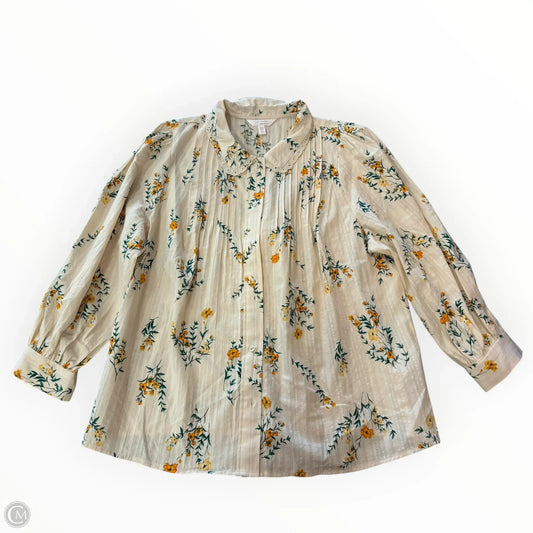 Blouse Long Sleeve By Lauren Conrad In Cream & Yellow, Size: Xl