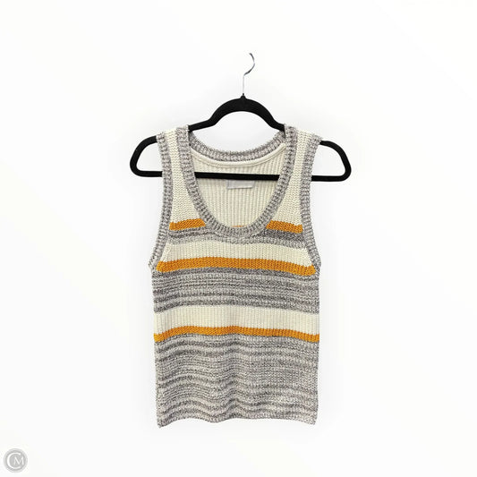 Vest Sweater By Lucky Brand In Cream & Grey, Size: S