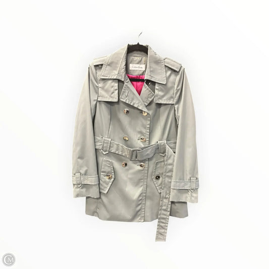 Coat Trench Coat By Calvin Klein In Grey, Size: M