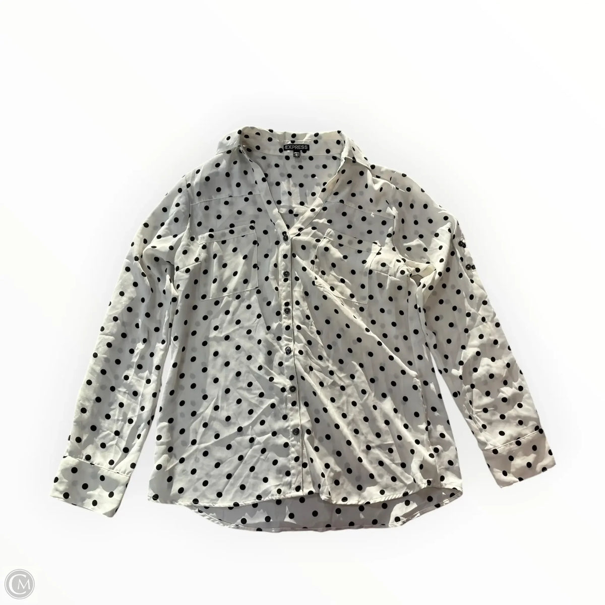 Blouse Long Sleeve By Express In Black & White, Size: Sp