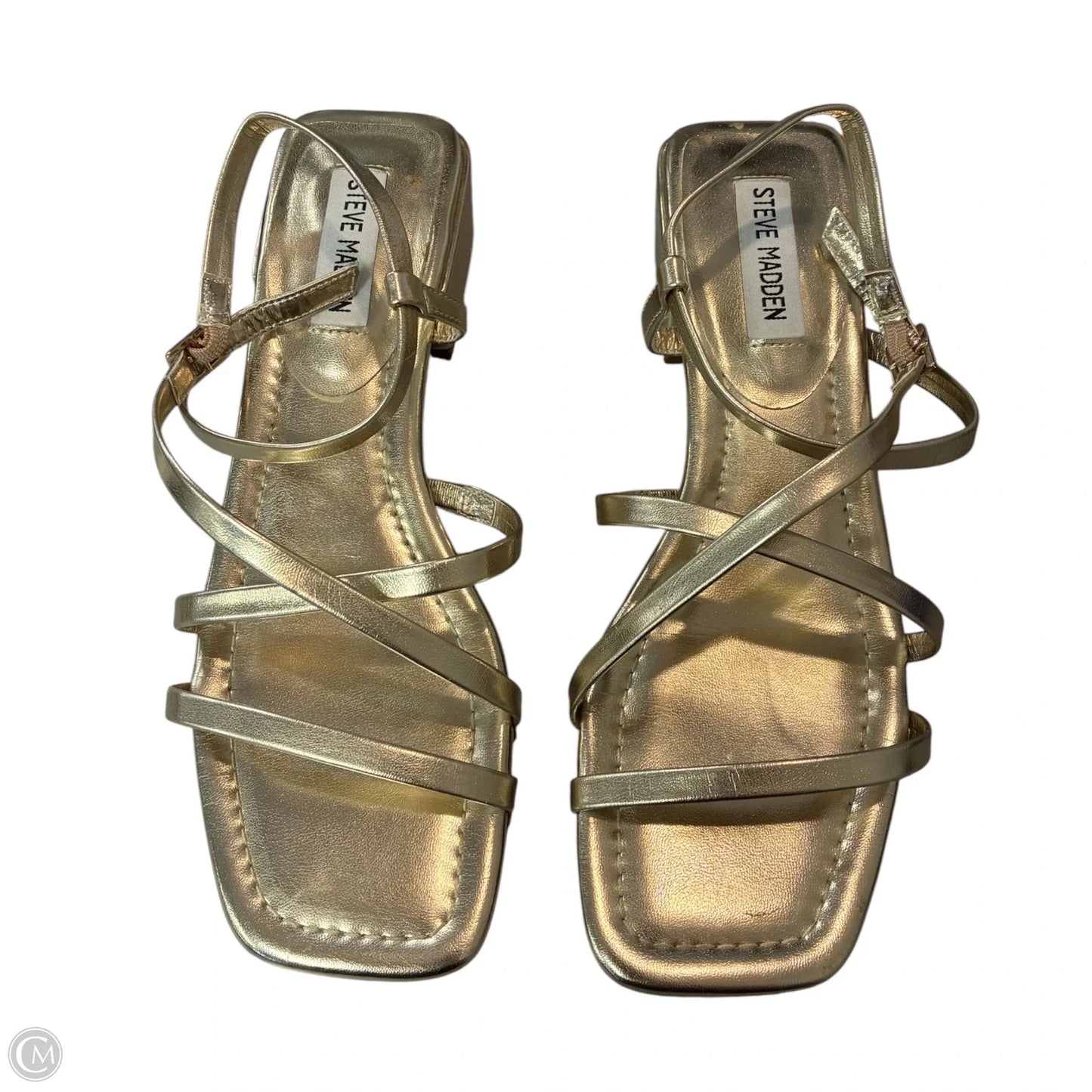 Sandals Heels Block By Steve Madden In Gold, Size: 9