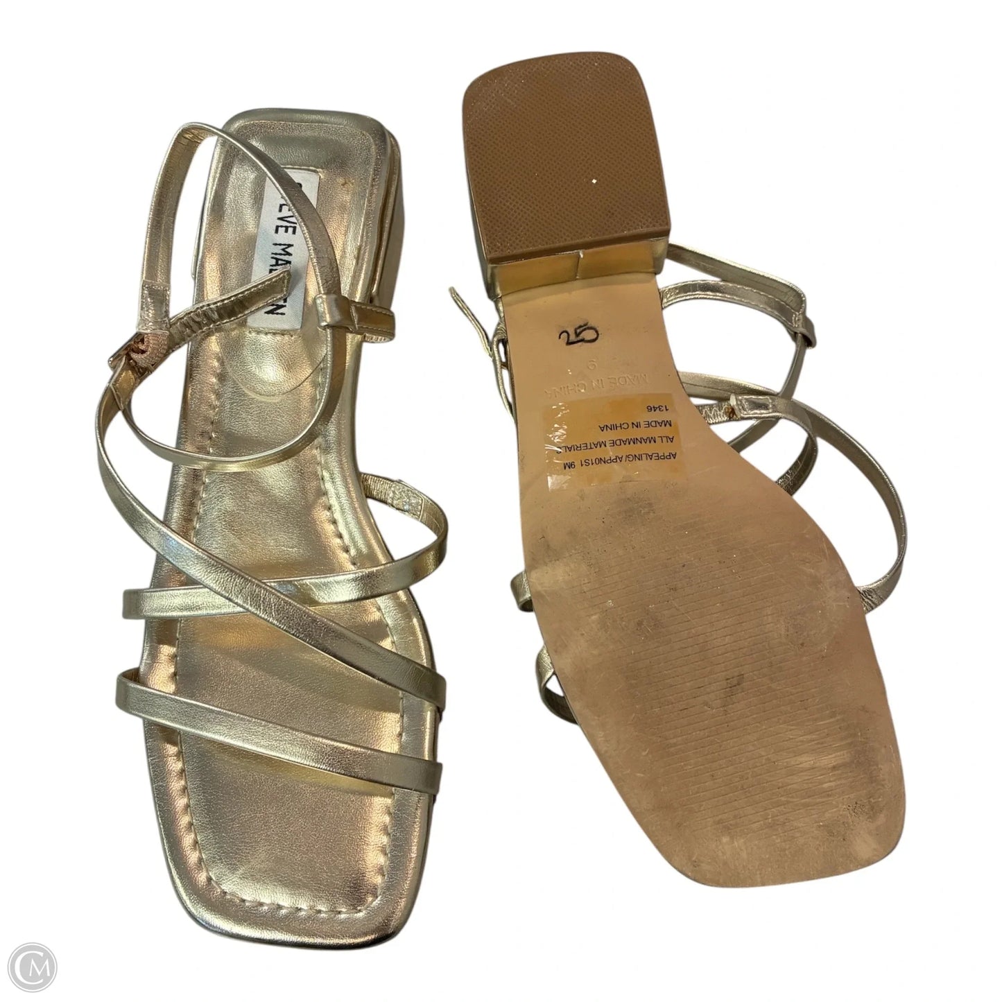 Sandals Heels Block By Steve Madden In Gold, Size: 9