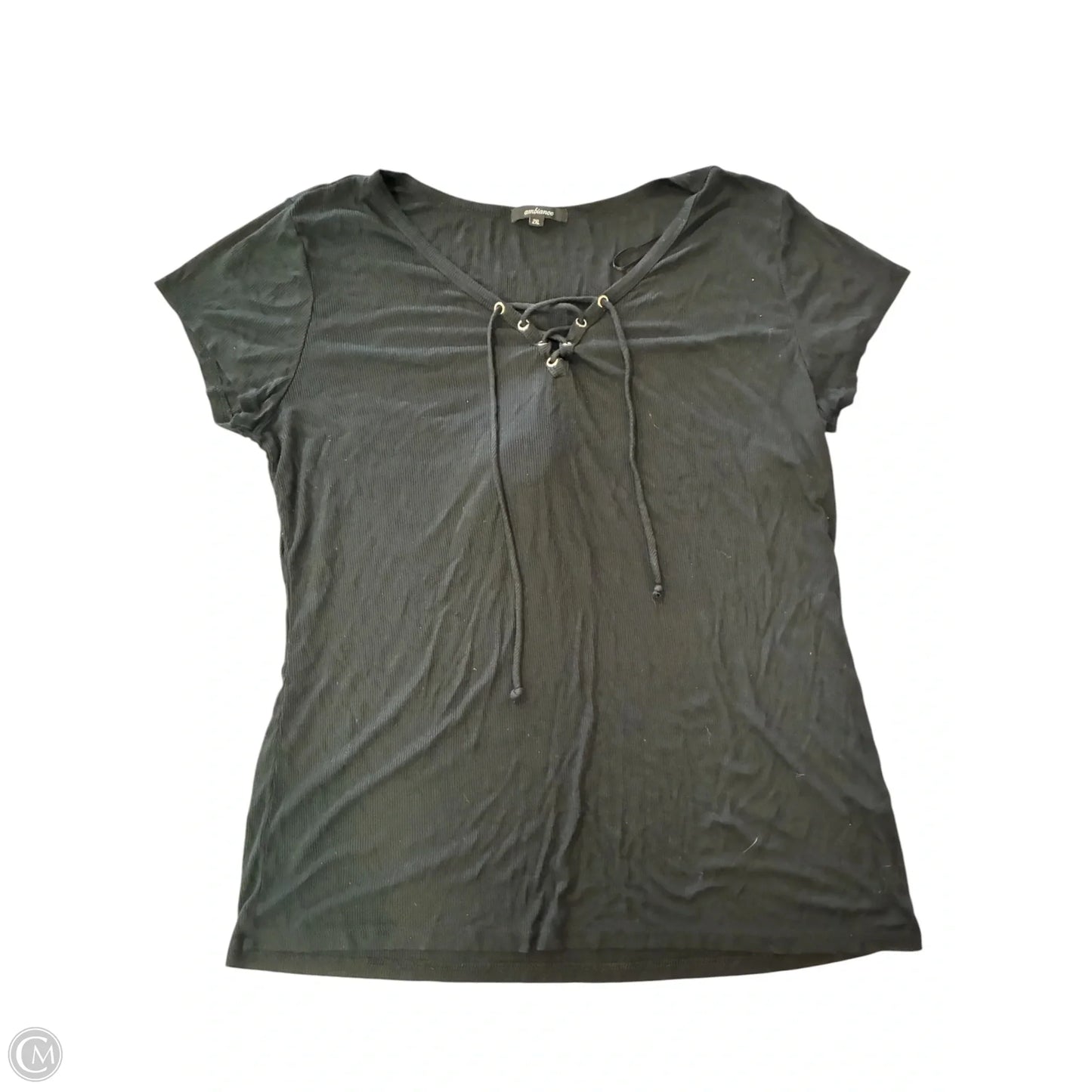 Top Short Sleeve By Ambiance Apparel In Black, Size: 2x